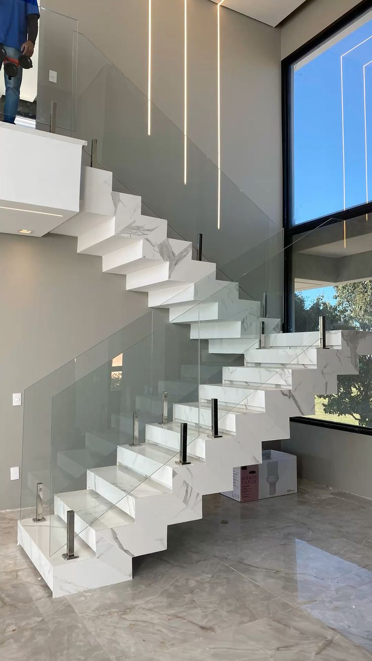 Lan can kính không tay vịn